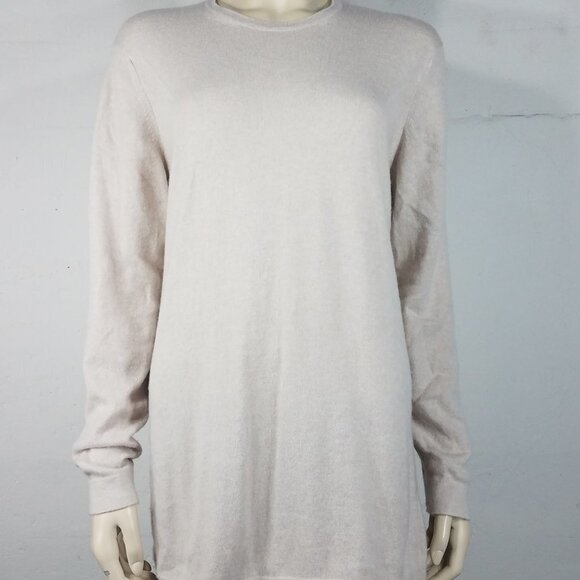 Isle of Skye beige 100% Cashmere crew neck pullover tunic sweater women Large 42 - Picture 1 of 7